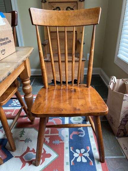 Cherry Shaker Side Chair…..does show blemishes from normal use but is a sturdy piece…..19 x 15-1/2 x 18-1/2 tall to seat (35-1/2 tall overall) image