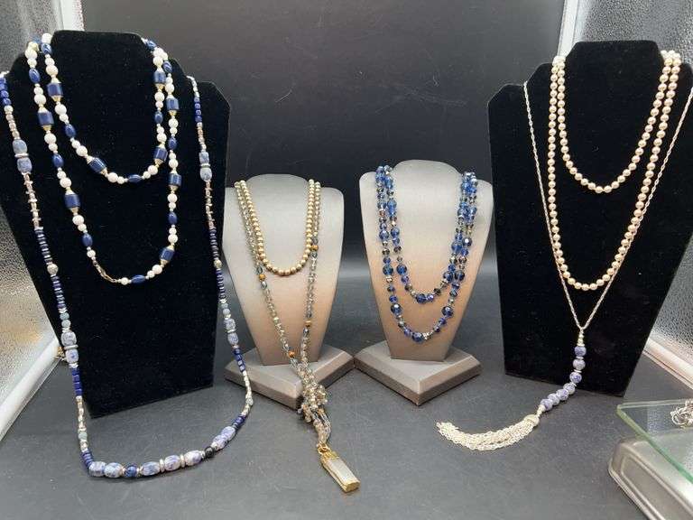Grouping of (7) very nice beaded necklaces image