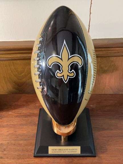 Ceramic New Orleans Saints Drew Bree’s Super Bowl XLIV Champions Decorative Football with stand image
