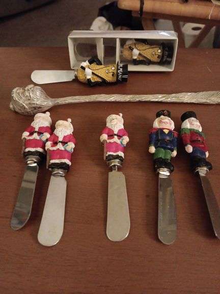 9" Silverplate Santa candle snuffer and cheese spreader. See photos image
