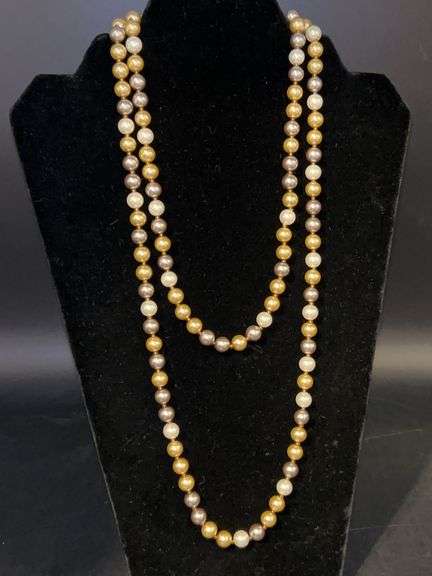 Heavier multi-color opera length beaded necklace image