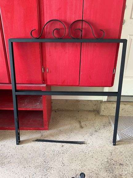 2 Twin size scroll art metal bedboards with 2 sets of rails image