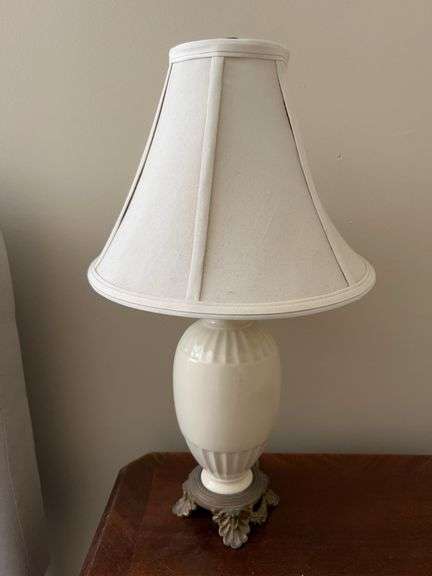 Elegant ceramic base lamp with silk-like shade…..19” tall image