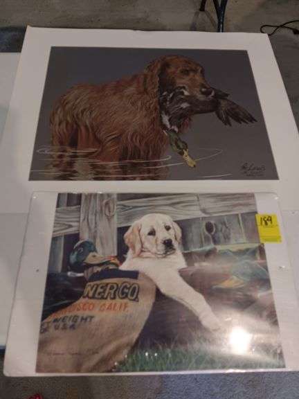 Unframed fowl and dog pic. See photos image