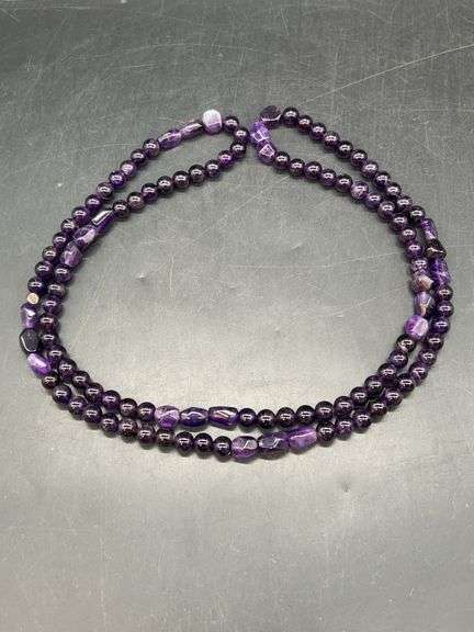 Gorgeous 20” strand of Jay King purple glass beads…..strand is doubled for pics image