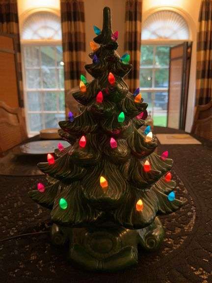17” tall lighted ceramic Christmas tree image
