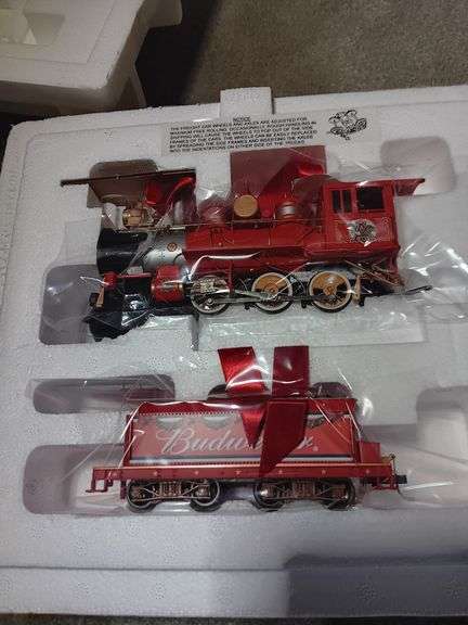 Hawthorne Village Vintage Budweiser Holiday Express Locomotive and Tender. On 30 Scale 2-6-0 image