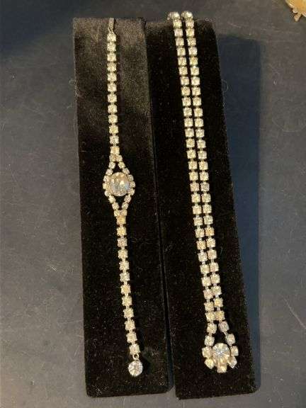 Matching rhinestone necklace and bracelet…..clasp on necklace needs repaired image
