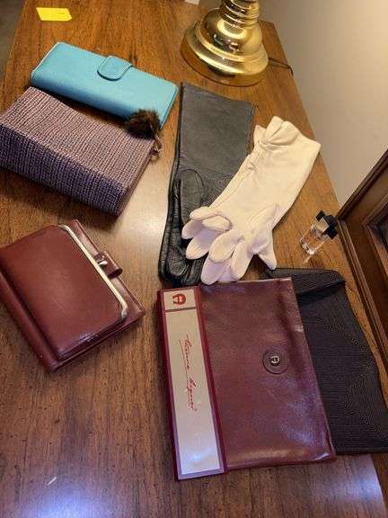 Selection of ladies evening gloves, wallets and Aigner pen image