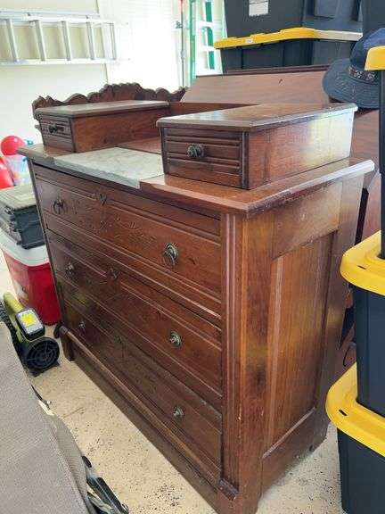 Antique (possibly 1800's)Farmhouse Glove Drawer Dresser with Swivel  mirror…..see all pics…..dresser measures 39 x 16 x 38 tall…..mirror measures 33 x 39 tall image