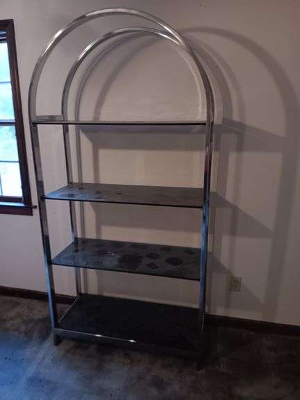 Aluminum with smoked glass shelving..Upstairs buyers responsible for removal..Dimensions 38x78 image