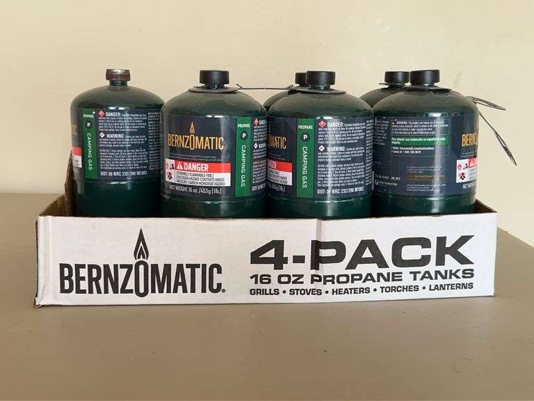(6) NEW BERNZOMATIC 16 oz. Propane Tanks and (1) partial tank image