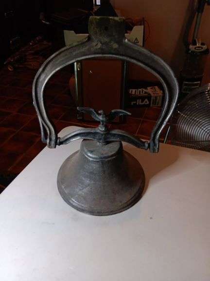 Vintage Cast Aluminum Bell with yoke. 10" bell image