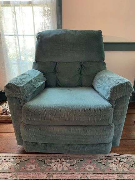 Action Industries teal colored rocker recliner…..36 x 20-1/2 x 37 tall over image