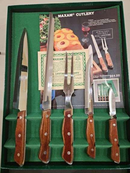 NIB Vintage Maxam Steel 5 Piece Knife Set... image