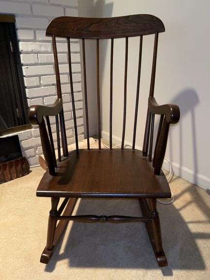 Vintage mahogany spindle back rocking chair…..20 x 18-1/2 x 38-1/2 tall overall image