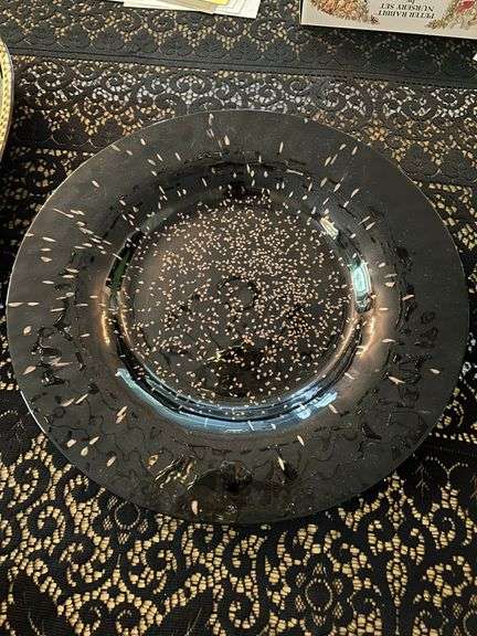 20” Round Black Centerpiece Bowl with Gold-Like Flakes image