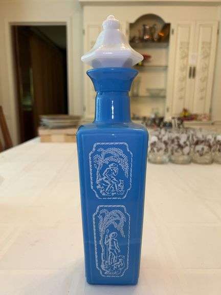 Vintage 1965 blue and white Jim Beam Decanter with stopper image