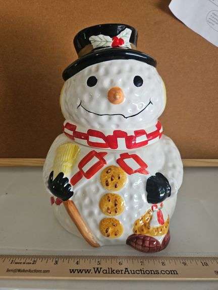 Snowman cookie jar in very good condition... image