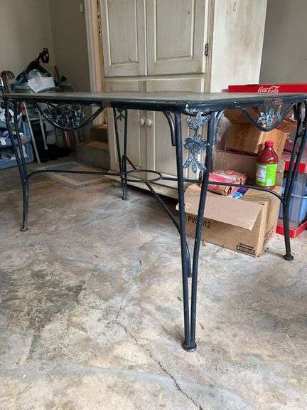 Rectangular patio table with textured glass top…..48 x 30-1/2 x 29-1/2 tall….top needs cleaned image