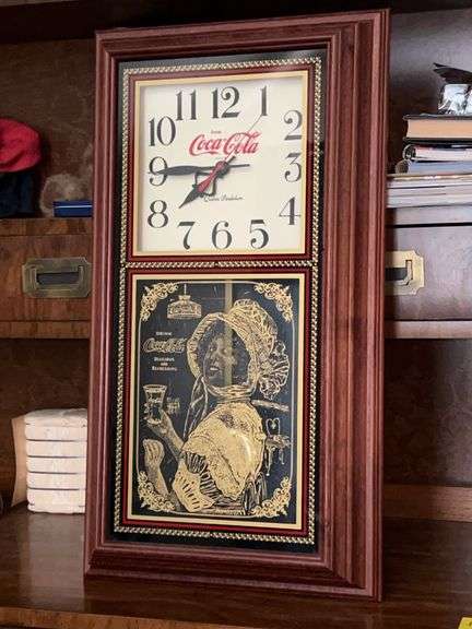 Vintage battery powered Hanover Clock Coca-Cola Pendulum Clock….13-1/4 x 24-1/4…..needs batteries image