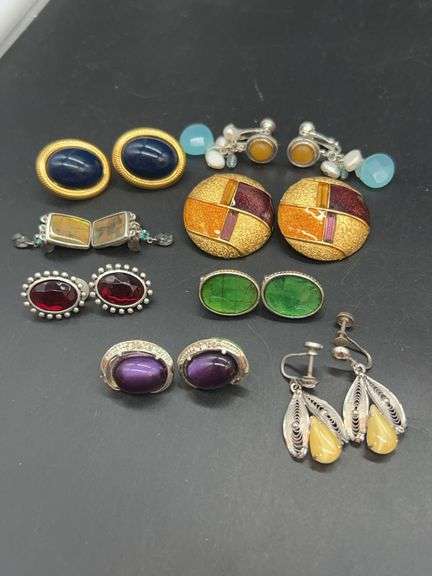 Beautiful selection of colorful enamel and jeweled clip-on and screw back earrings image