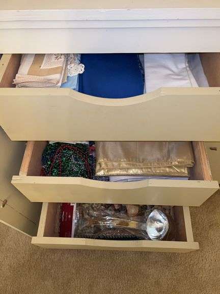 3 drawers of table linens…..napkins, placemats, hand crafted doilies and more image