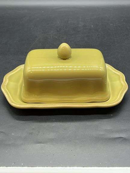 Skyros Designs Celedon olive green covered butter dish image