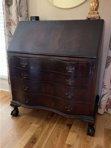 Antique Mohagany Governor Winthrop Drop Front Clawfoot Desk…..36 x 20 x 42-1/4 tall image