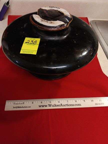 Vintage ceramic brown insulator...10 1/2" w 1935 see description image