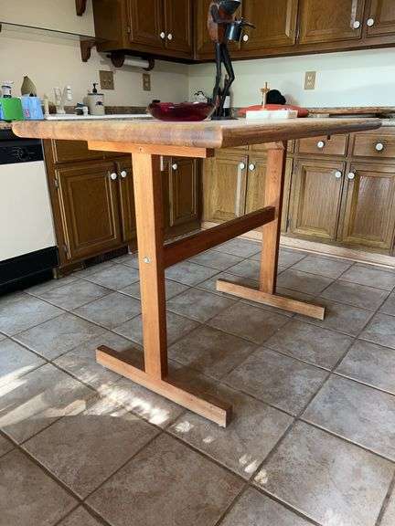 Solid wood portable kitchen island…..48 x 30 x 36 tall…..OTHER CONTENTS NOT INCLUDED image