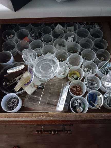 2 drawers of miscellaneous hardware in individual containers.. image
