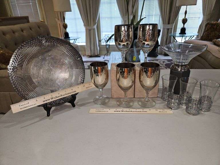 Group of vintage glassware & silverplate items... image