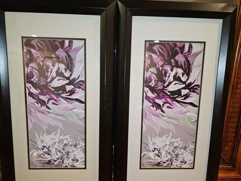 A pair of impressionist floral prints. 12x24 in