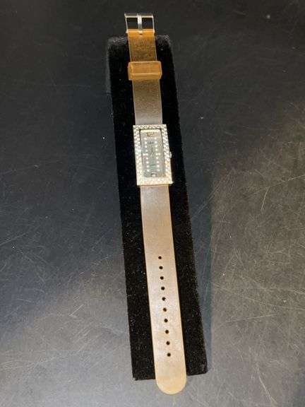 Collezio Quartz watches with jeweled bezel and peach-colored neoprene band image