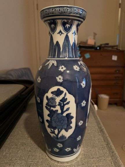 Very nice blue/white vase…..14” tall image
