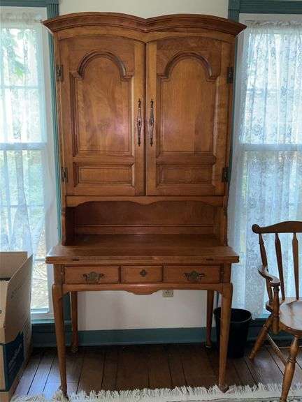 Vintage Genuine Cushman Colonial Creation Oak Secretary…..37 x 18-1/2 x 74 tall…..2 pieces for transport image