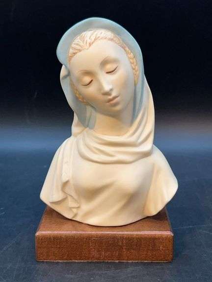 Cybis “Madonna” bisque porcelain bust on wood base…..6-1/2” tall image