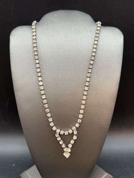 Vintage Elegant Garne Jewelry Rhinestone Formal Costume Jewelry Necklace…..perfect for those upcoming holiday and new years events image
