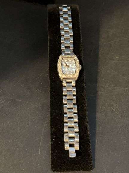 Well designed Anne Klein watch with jeweled face and bezel image