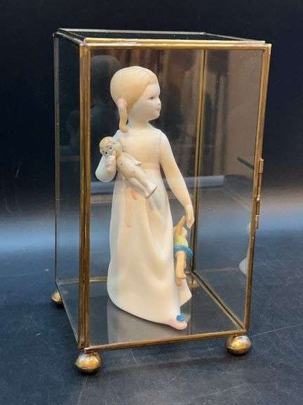 Vintage Cybis porcelain “Peter Pan Wendy” figure in glass display case…..Wendy is 7” tall image