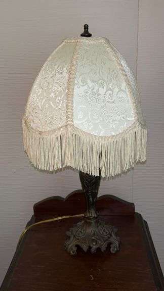 Victorian Style Lamp with ornately designed tassel shade…..19-1/2” tall image