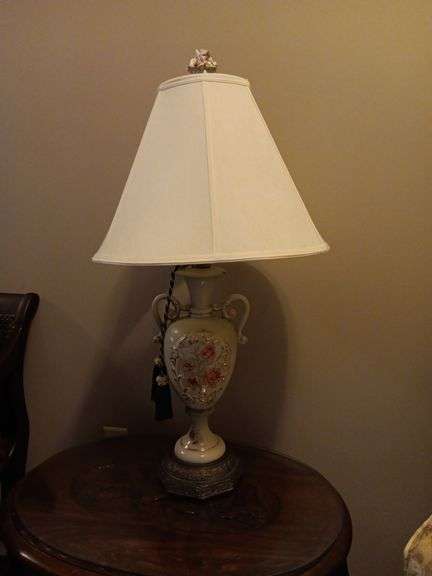 Pink Rose Lamp 31 inches with finale.