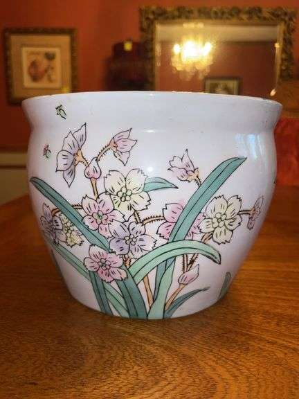 Oriental Garden ceramic planter/fish bowl…..9-1/2”D x 7-1/4” tall image