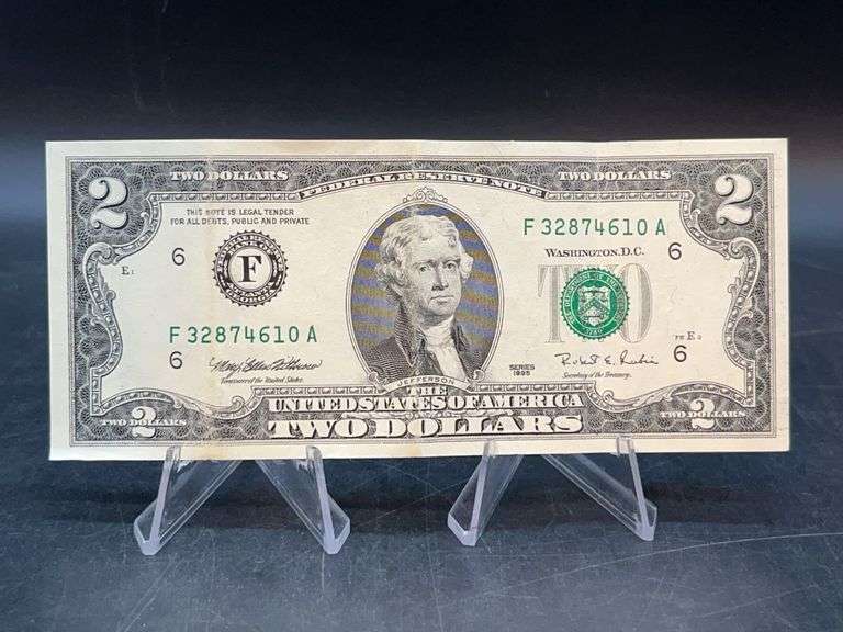 Green Seal 1995 Series $2 Federal Reserve Note image
