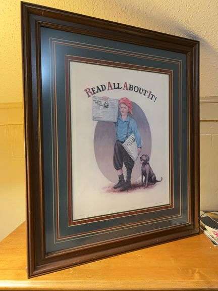 Nicely framed and matted limited edition. (39/250) “Read All About It” print by Jan Harden…..24-3/4 x 28-1/2 image