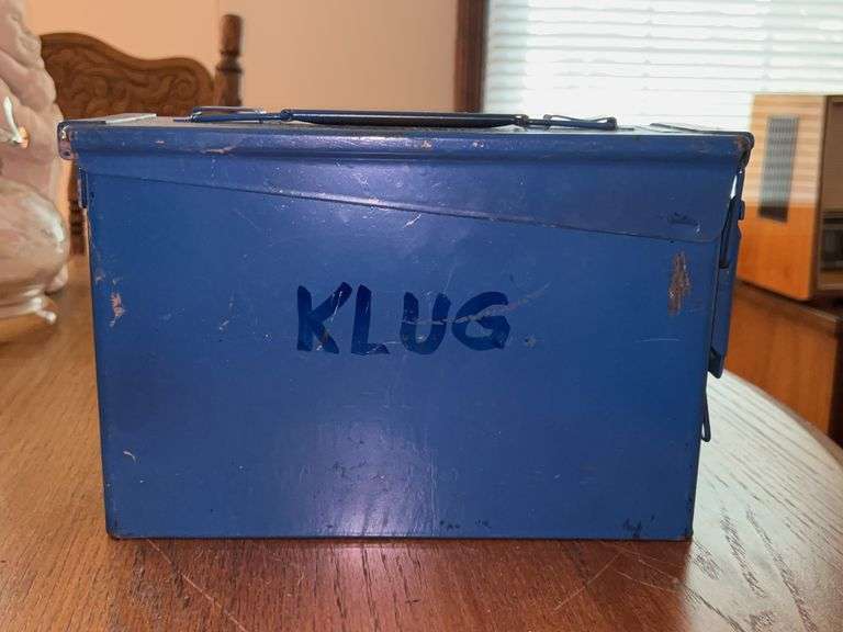 Blue unmarked Ammo box….10 x 3-1/2 x 7 tall image