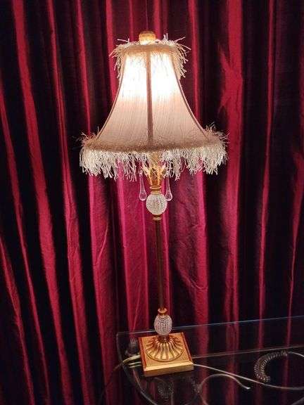 Decorative Lamp with Whimsical Shades...30" tall...open face orbs are acrylic & prisms are glass image