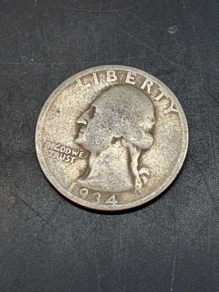 1934 Silver Quarter (90% silver)…..6 grams image