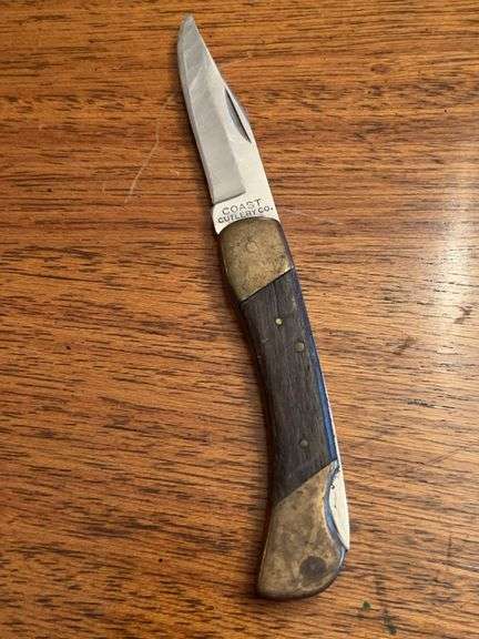 Coast Cutlery Co. lock back pocket knife with brass/wood handle…..3-1/2” closed image